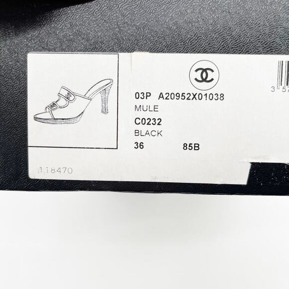Vintage Chanel Black & Beige Leather CC Logo Slide Mule Heels size EU 36 - Picture 14 of 14